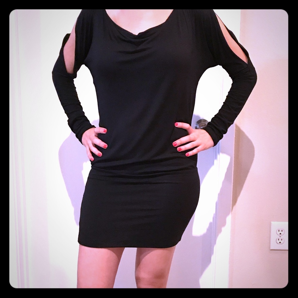 Black Slit-Sleeve Dress